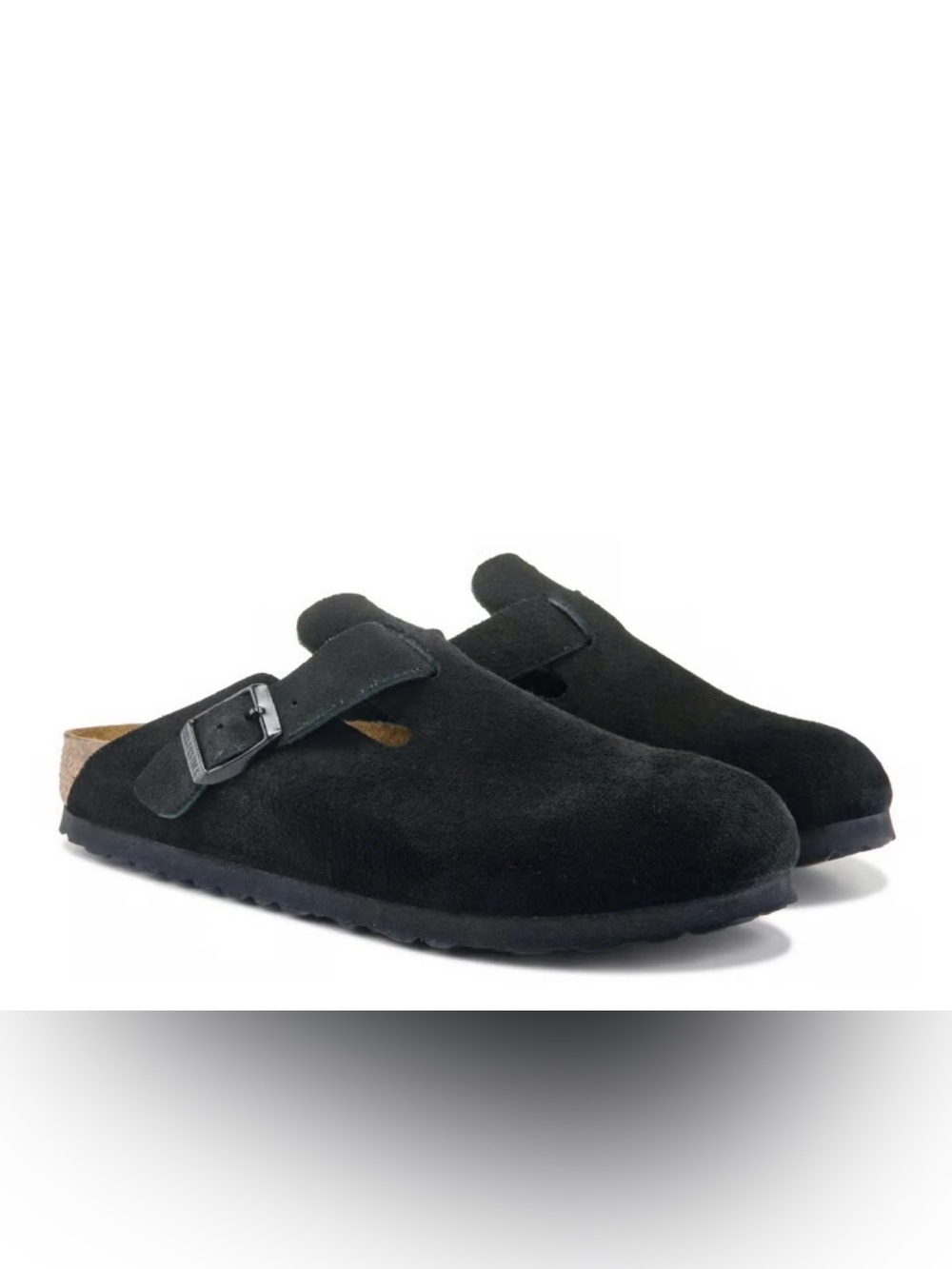 Birkenstock Women's Black Suede Buckle Clog Mule